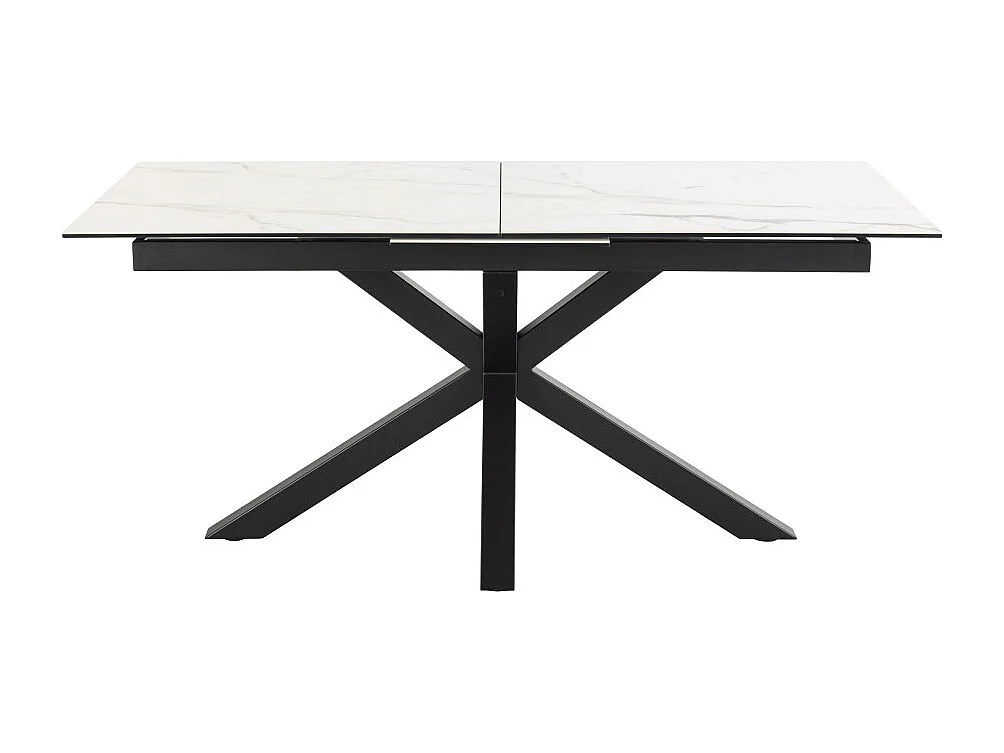 Eurame - Table à manger extensible 6 à 8 places en céramique et métal 168-210x90cm - Blanc
