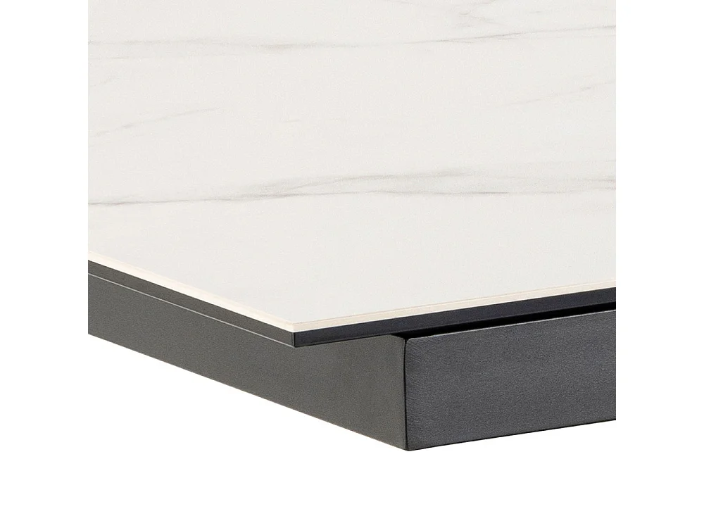 Eurame - Table à manger extensible 6 à 8 places en céramique et métal 168-210x90cm - Blanc