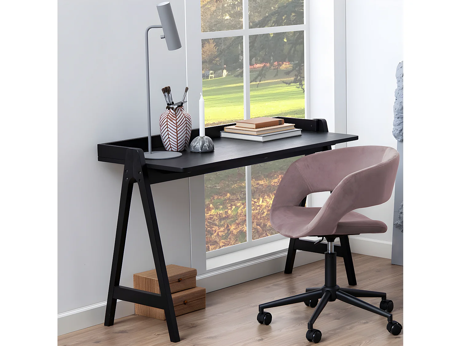 Forbestra - Bureau en bois L127cm - Noir