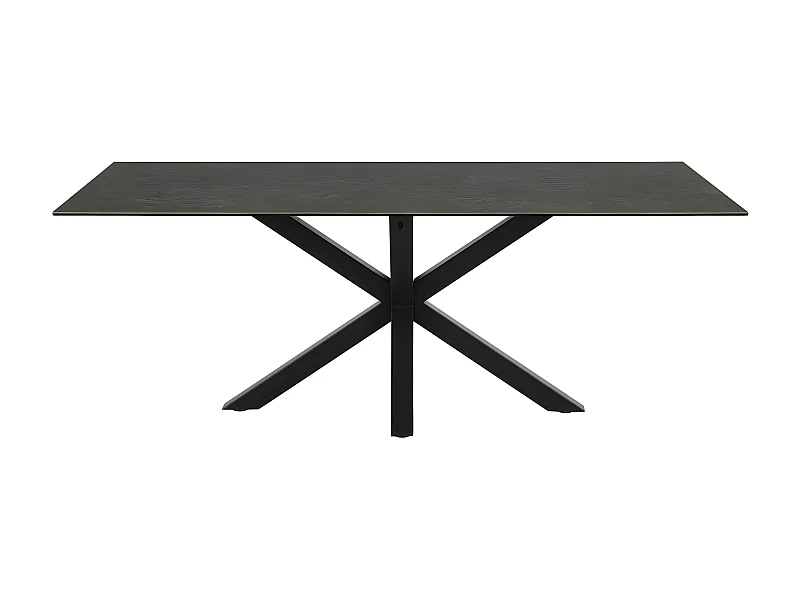 Eurame - Table à manger 8 personnes en céramique et métal - Noir