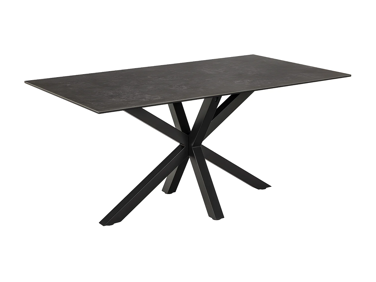 Eurame - Table à manger 6 personnes en céramique et métal - Noir