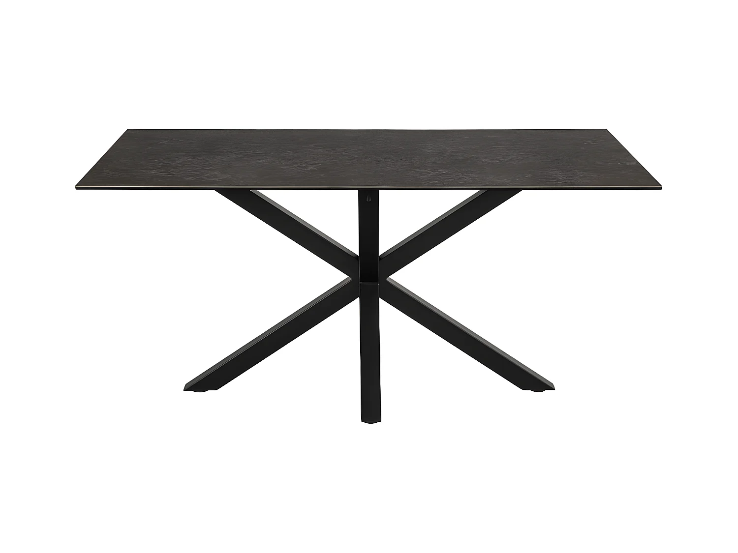 Eurame - Table à manger 6 personnes en céramique et métal - Noir