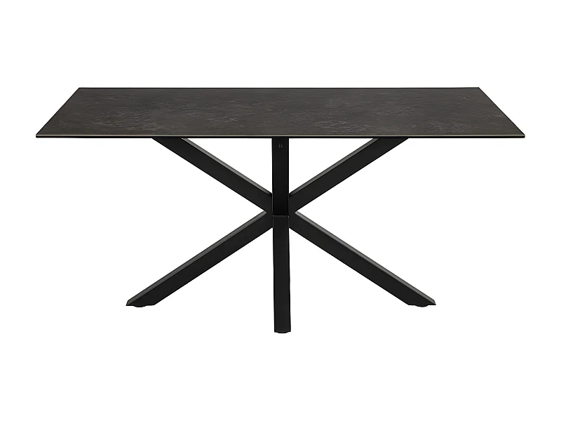 Eurame - Table à manger 6 personnes en céramique et métal - Noir