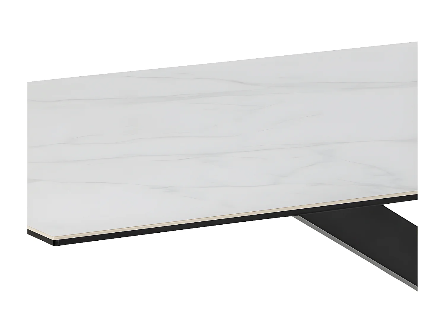 Eurame - Table à manger 8 personnes en céramique et métal - Blanc