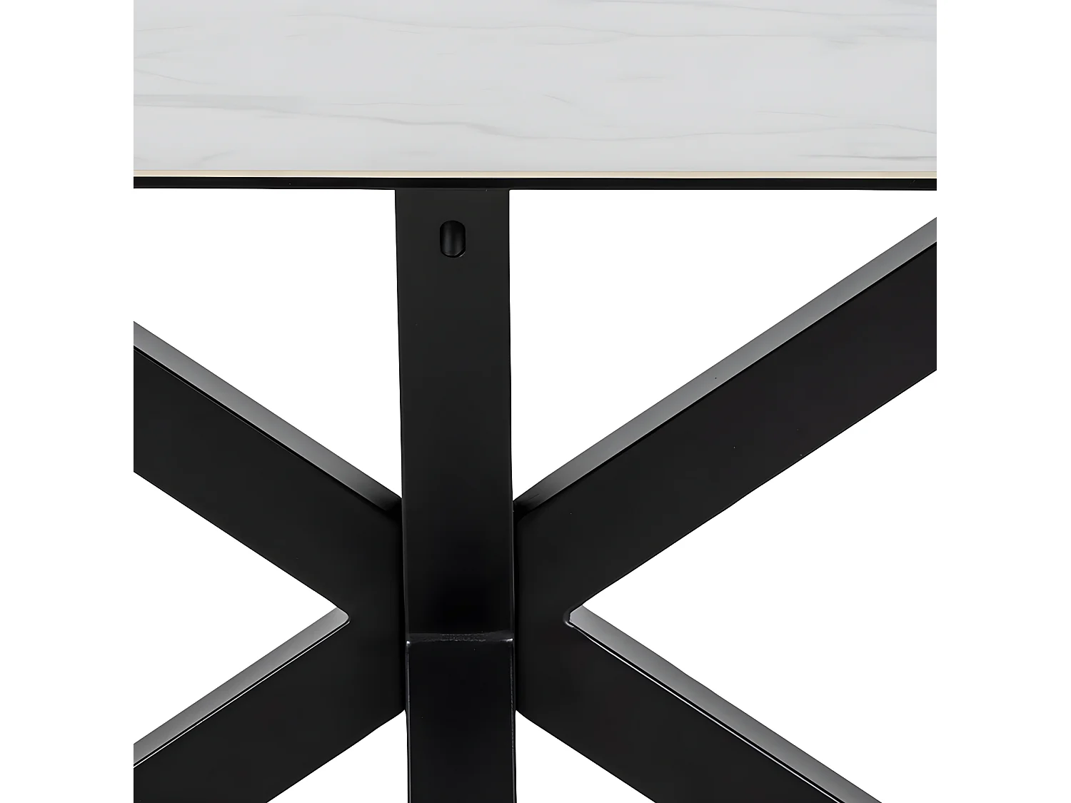 Eurame - Table à manger 8 personnes en céramique et métal - Blanc