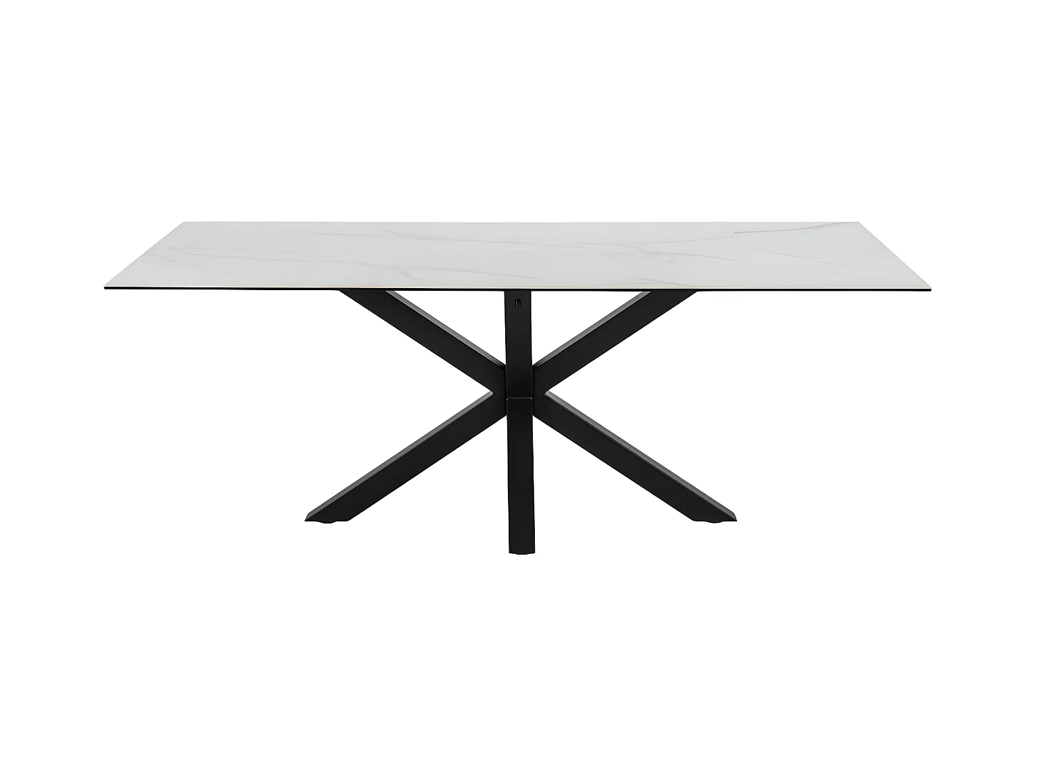 Eurame - Table à manger 8 personnes en céramique et métal - Blanc