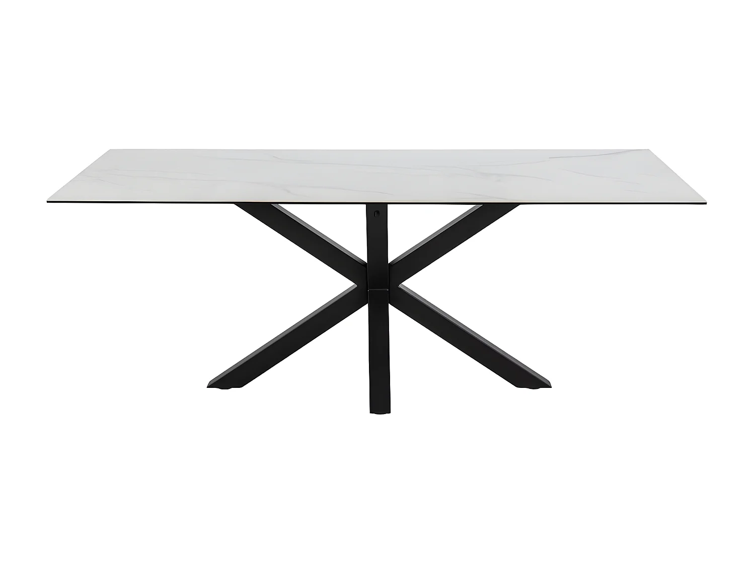 Eurame - Table à manger 8 personnes en céramique et métal - Blanc