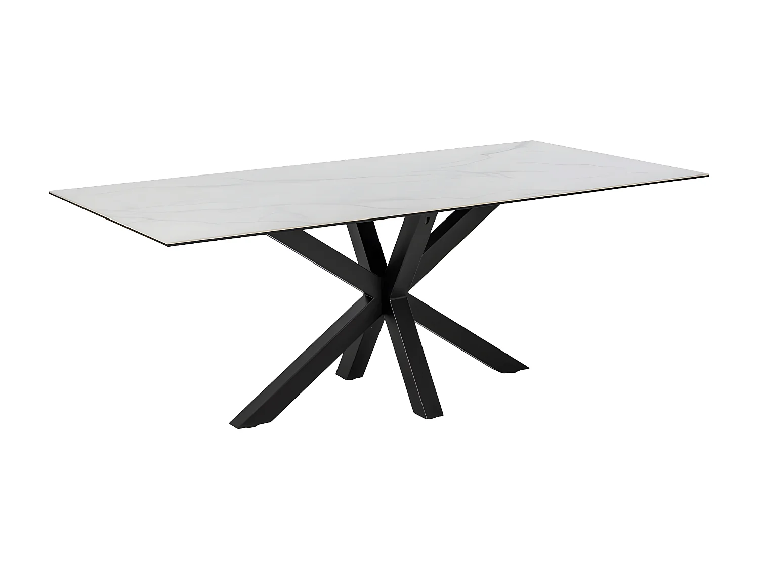 Eurame - Table à manger 8 personnes en céramique et métal - Blanc