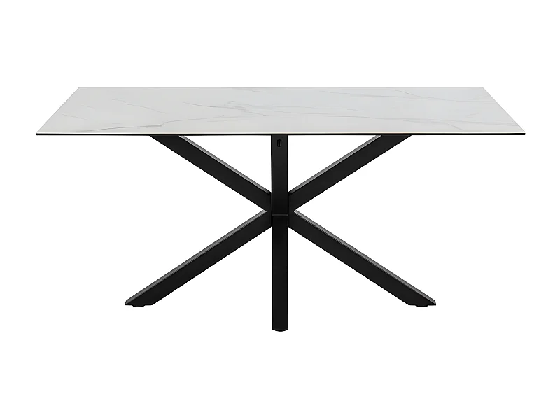 Eurame - Table à manger 6 places en céramique et métal - Blanc