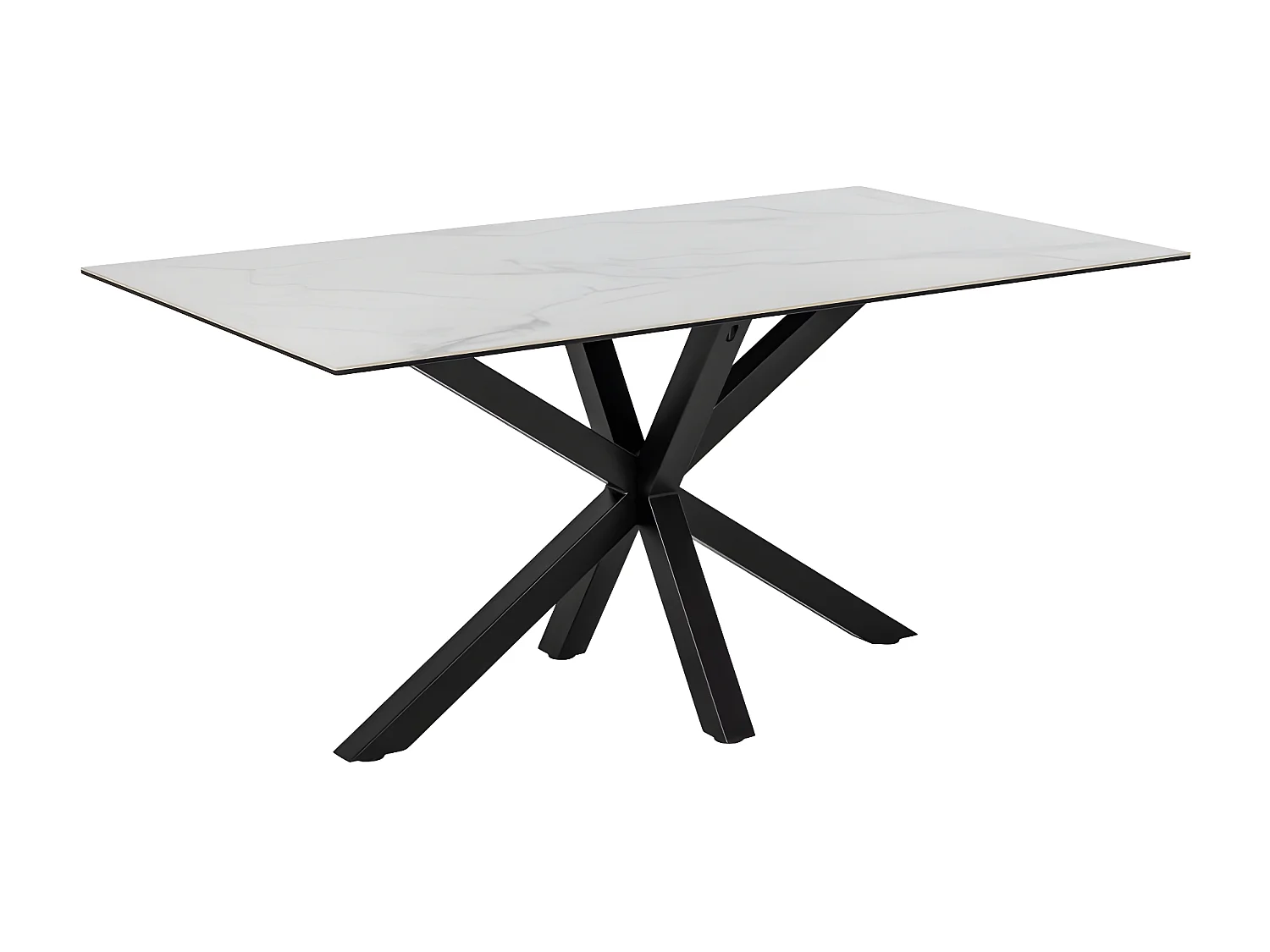 Eurame - Table à manger 6 places en céramique et métal - Blanc