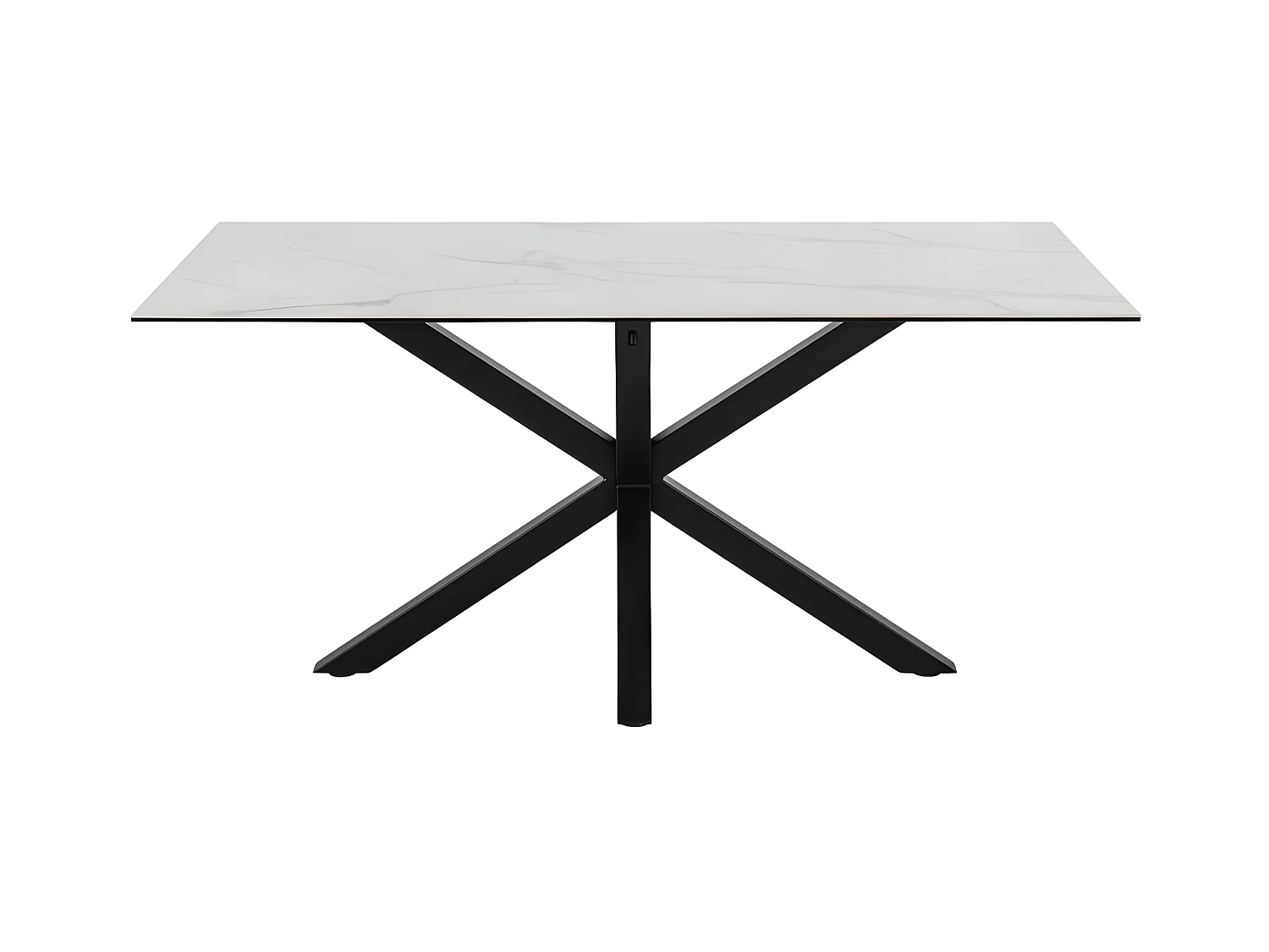 Eurame - Table à manger 6 places en céramique et métal - Blanc