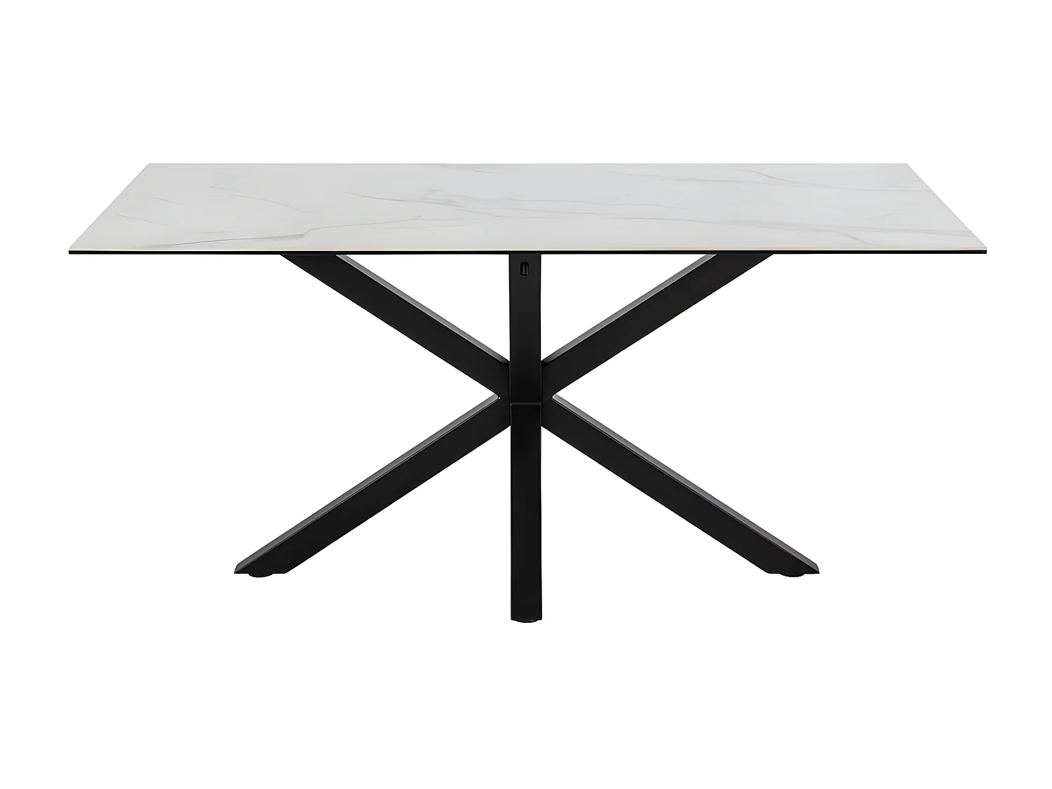 Eurame - Table à manger 6 places en céramique et métal - Blanc