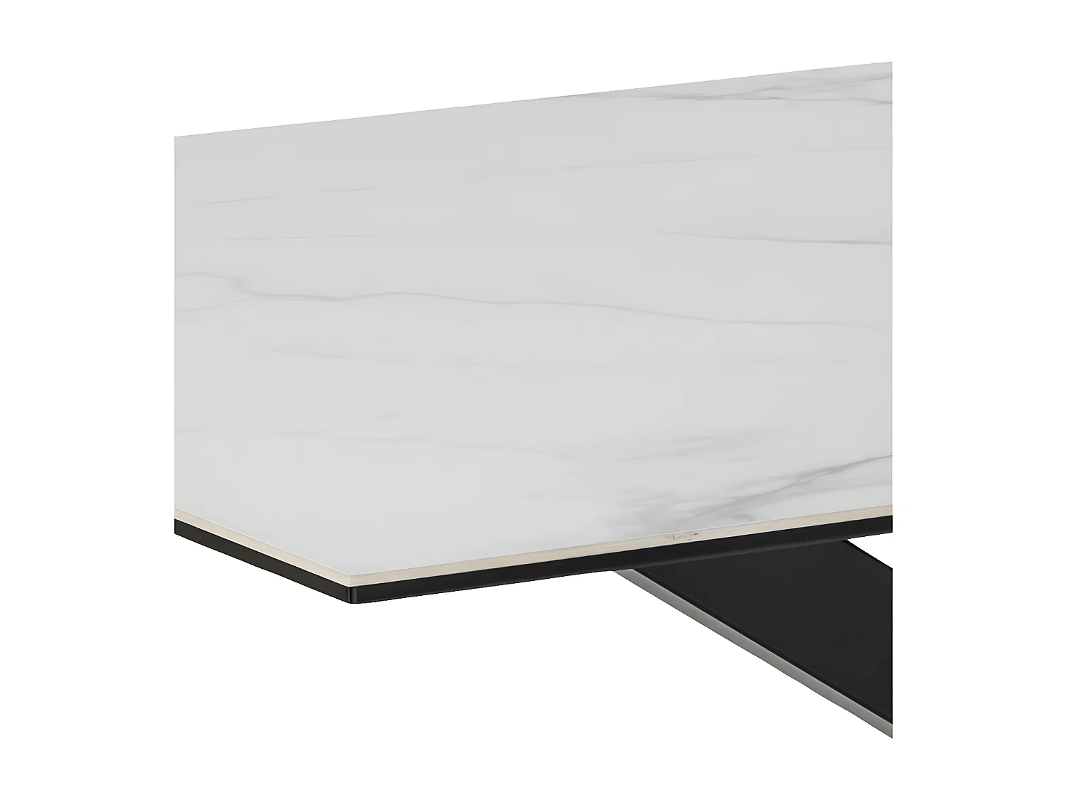 Eurame - Table à manger 6 places en céramique et métal - Blanc