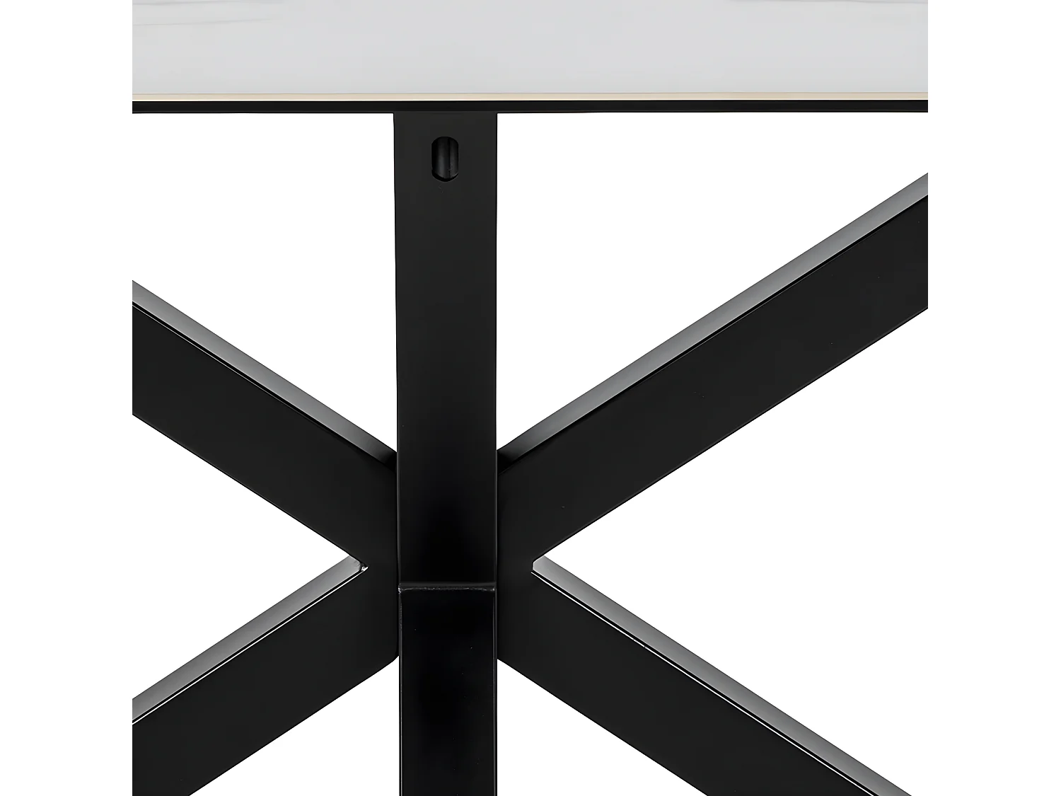 Eurame - Table à manger 6 places en céramique et métal - Blanc