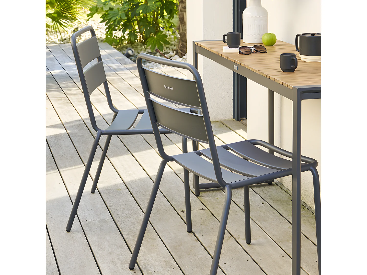 Chaise de jardin métal Phuket graphite Hespéride