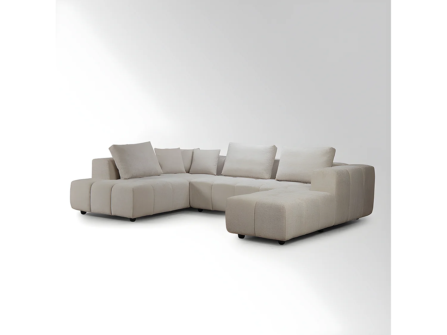 Canapé d'angle gauche avec pouf Champion beige