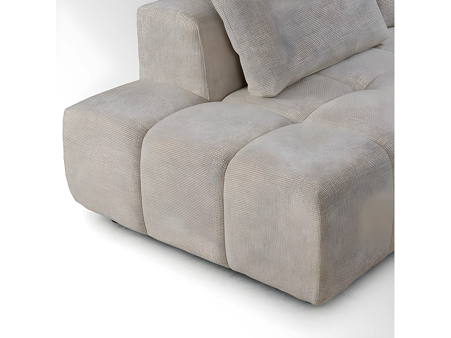 Canapé d'angle gauche avec pouf Champion beige