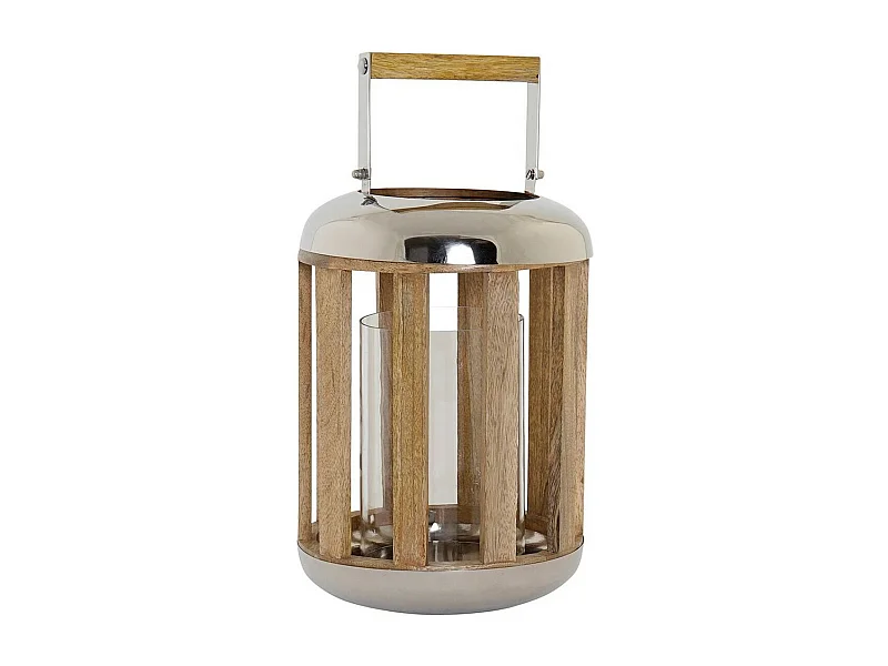 Farol DKD Home Decor Plata Madera Metal (22 x 22 x 32 cm)