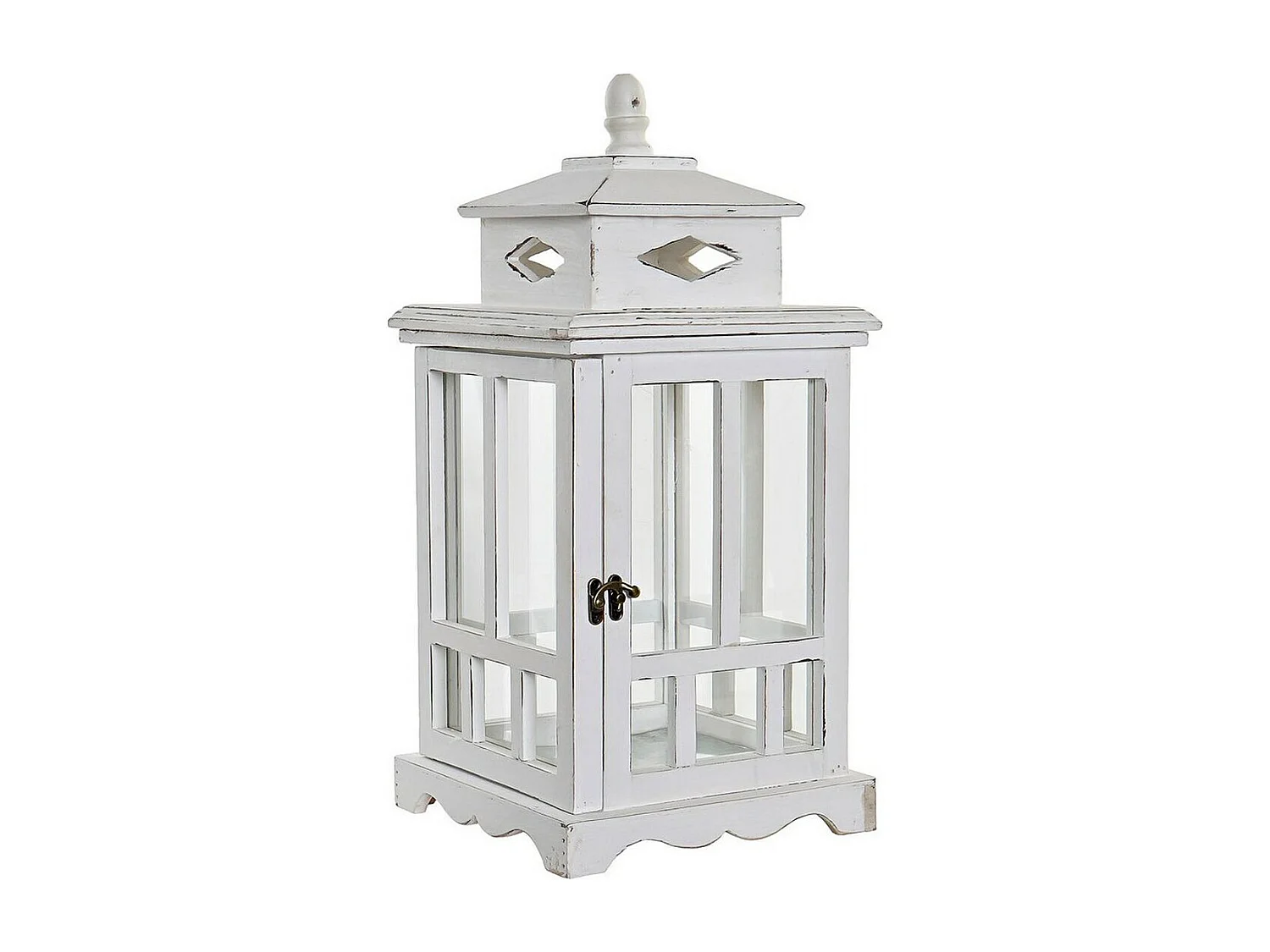 Farol DKD Home Decor Blanco Cristal Pino (22.5 x 22.5 x 47 cm)