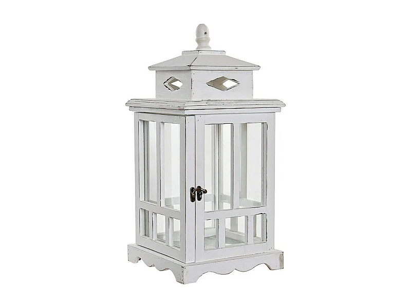 Farol DKD Home Decor Blanco Cristal Pino (22.5 x 22.5 x 47 cm)