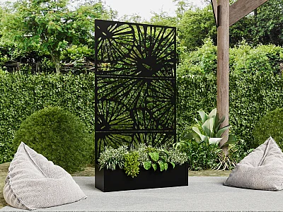Fioriera indipendente con traliccio decorato L92 x P32,5 x H173 cm Nero - ENATAS