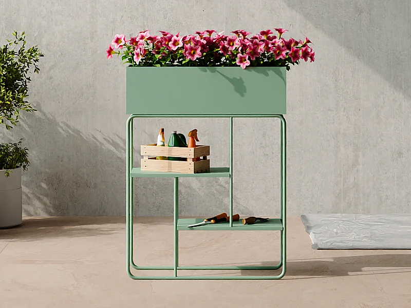 Jardinière sur pied L60 x P25 x H80 cm - vert - ALIPIAL