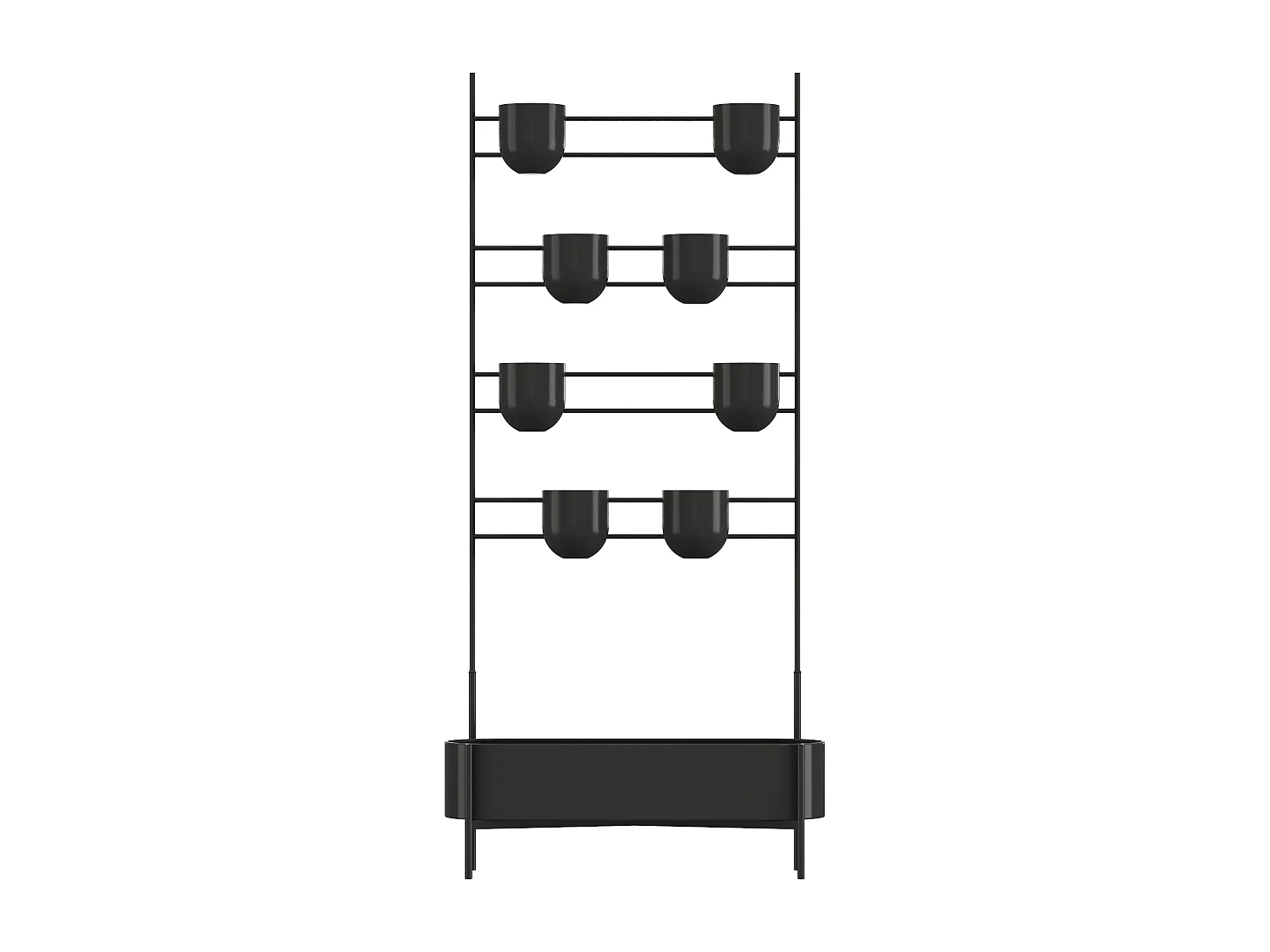 Fioriera su piede con vasi L60 x P22 x H170 cm Nero - PRASONI