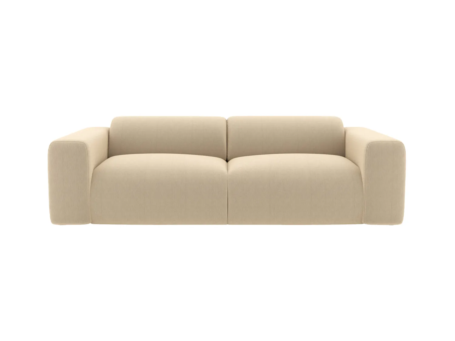 Canapé 3 places et pouf en tissu côtelé fines côtes beige POGNI de Maison Céphy