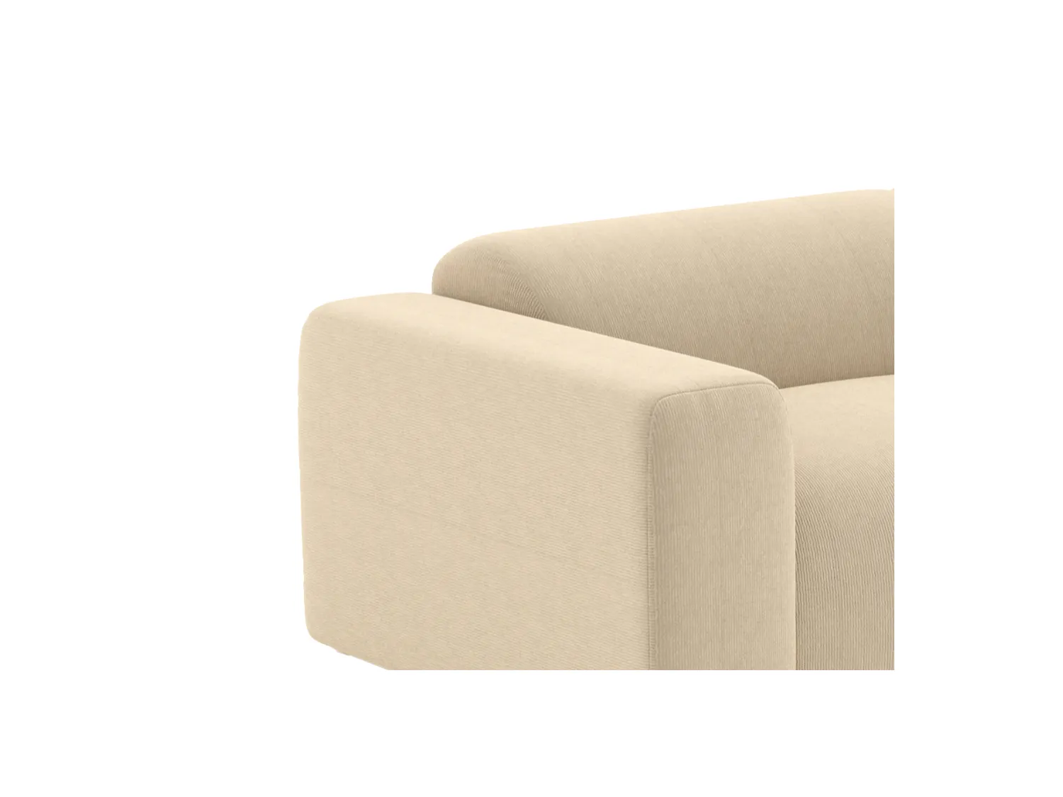 Canapé 3 places et pouf en tissu côtelé fines côtes beige POGNI de Maison Céphy
