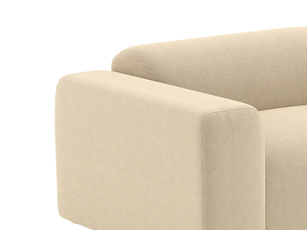 Canapé 3 places et pouf en tissu côtelé fines côtes beige POGNI de Maison Céphy