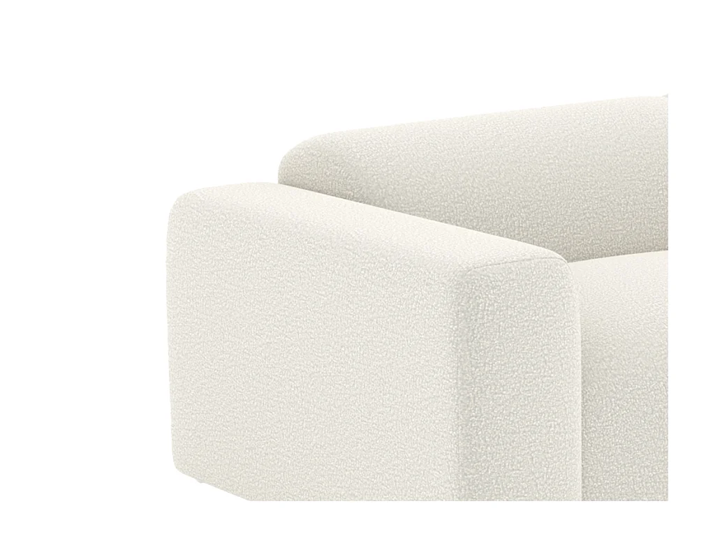 Canapé 3 places et pouf en tissu bouclette blanc POGNI de Maison Céphy