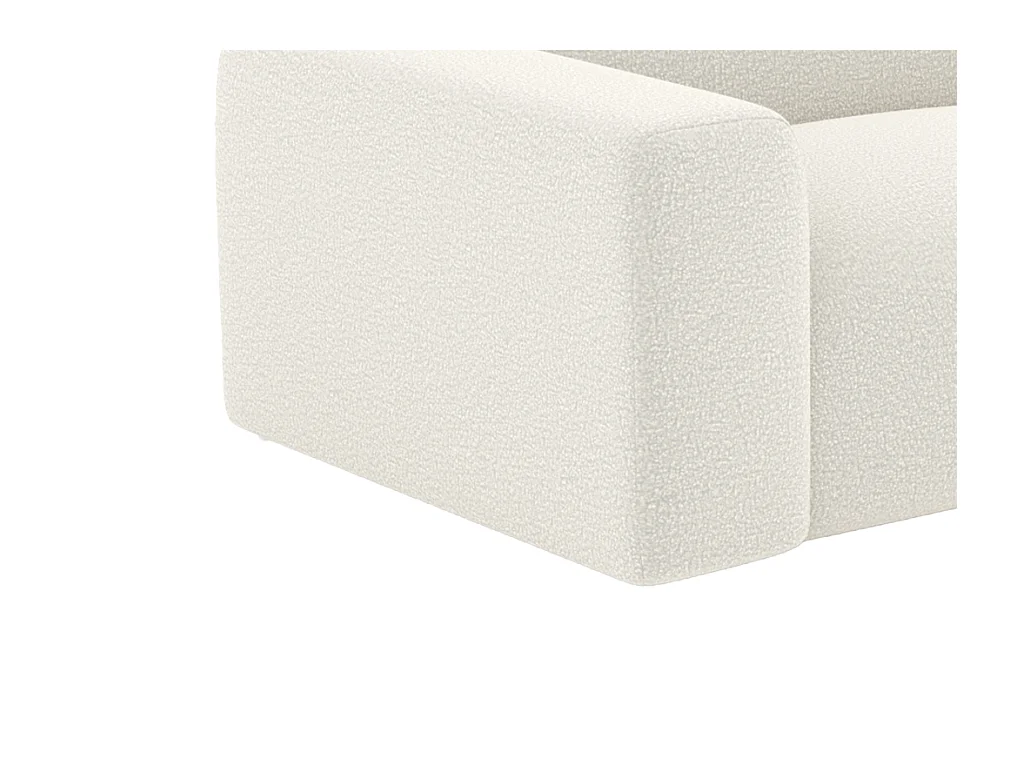 Canapé 3 places et pouf en tissu bouclette blanc POGNI de Maison Céphy