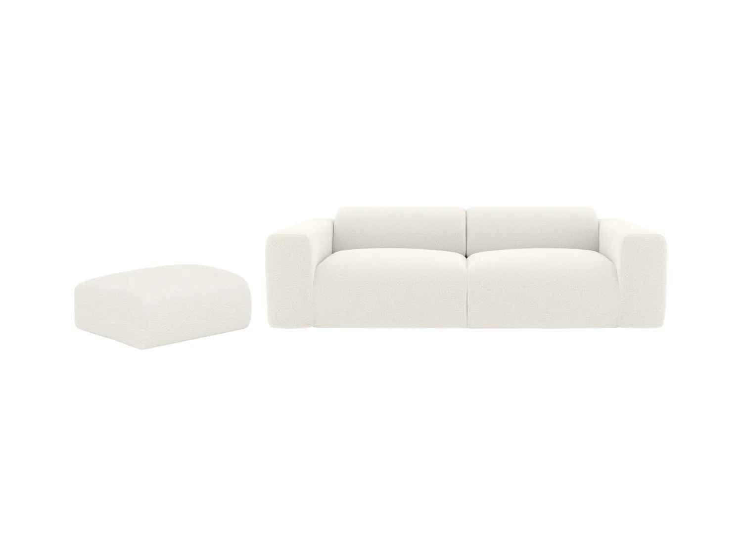 Sofa 3-Sitzer & Hocker - Bouclé-Stoff - Weiß - POGNI von Maison Céphy