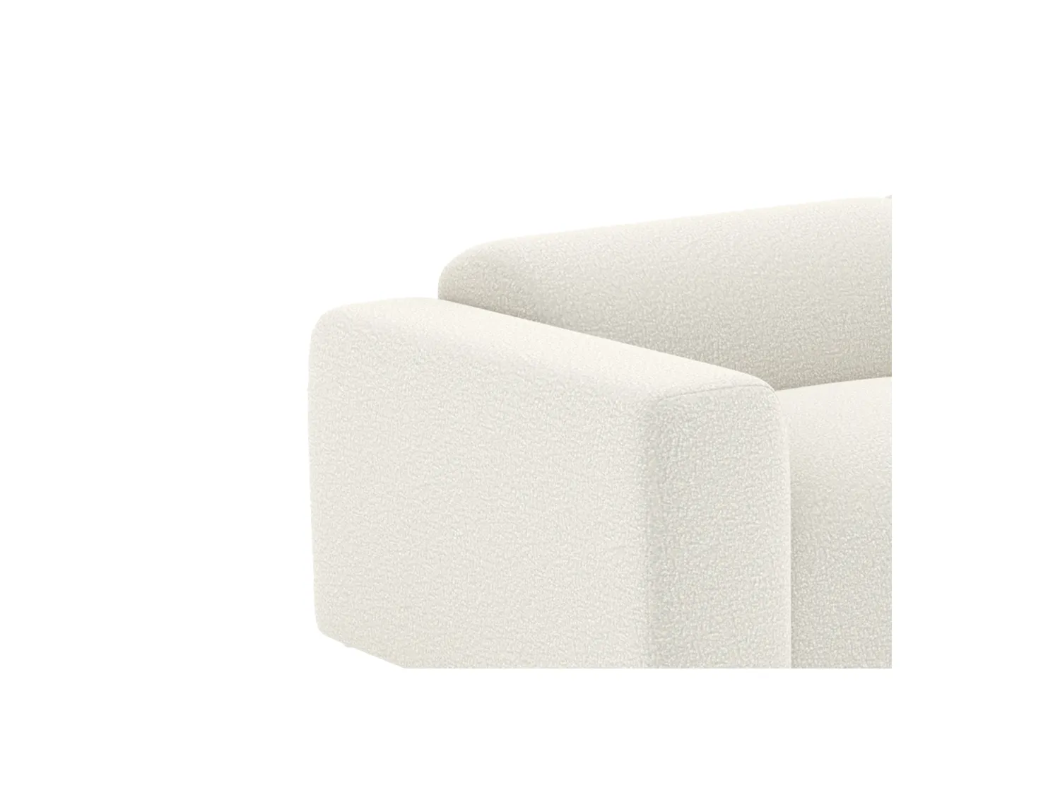 Canapé 3 places et pouf en tissu bouclette blanc POGNI de Maison Céphy