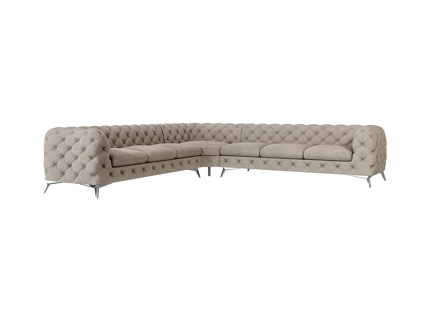 Ecksofa Chesterfield Celeste mit Silber Metall Füßen