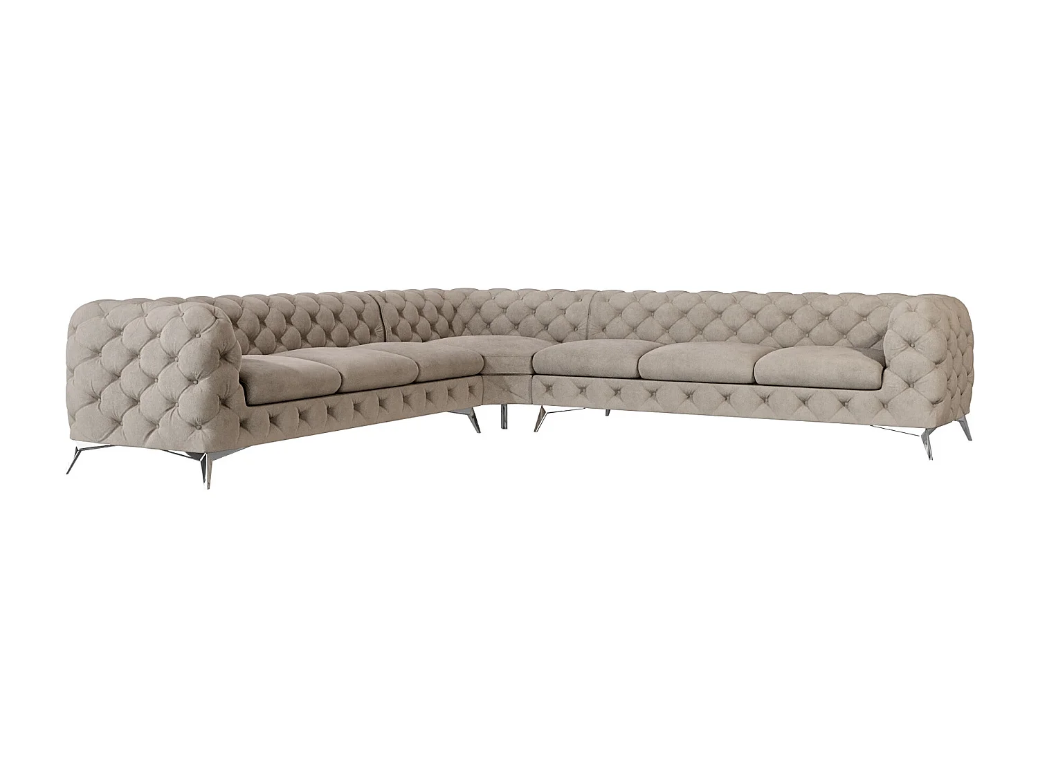 Ecksofa Chesterfield Celeste mit Silber Metall Füßen