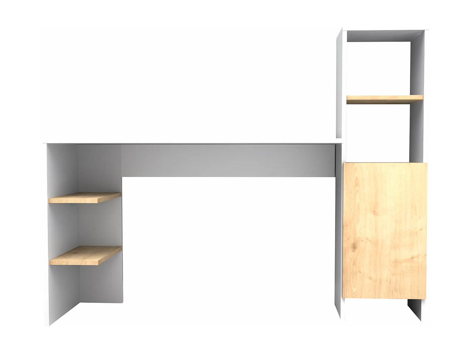 Bureau avec rangements - Coloris : Blanc et naturel - NAROCI