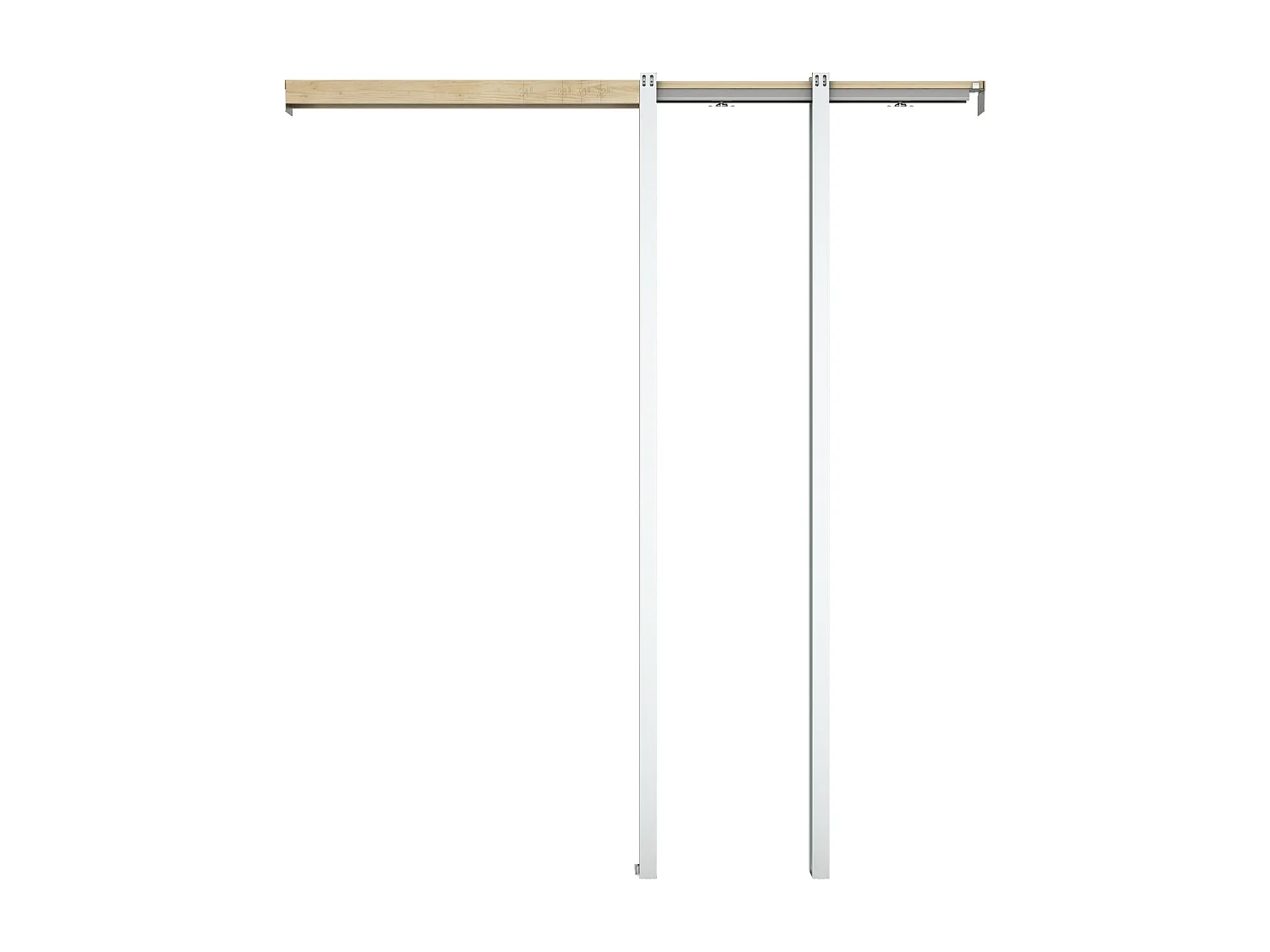 Porte coulissante avec système à galandage en bois et verre trempé dépoli - 3 fenêtres - H205 x L63 cm - ACOSTA II