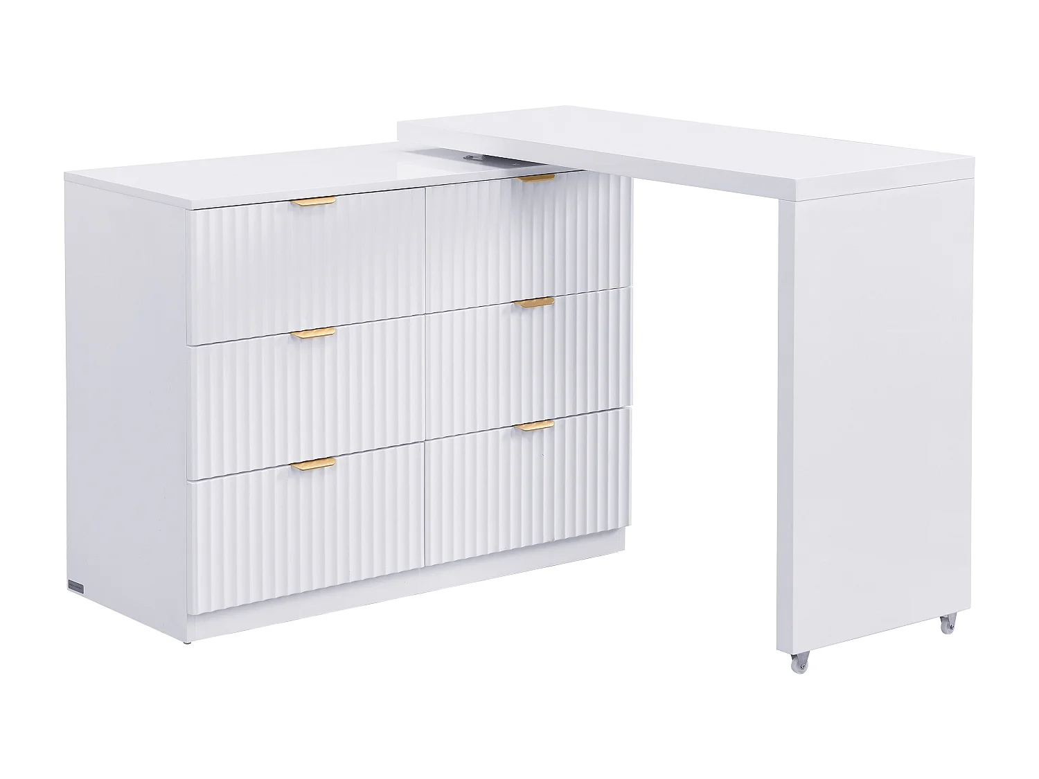 Ladekast met draaiende hoek met 6 lades - Wit en goudkleurig - DRANOVA van Pascal Morabito