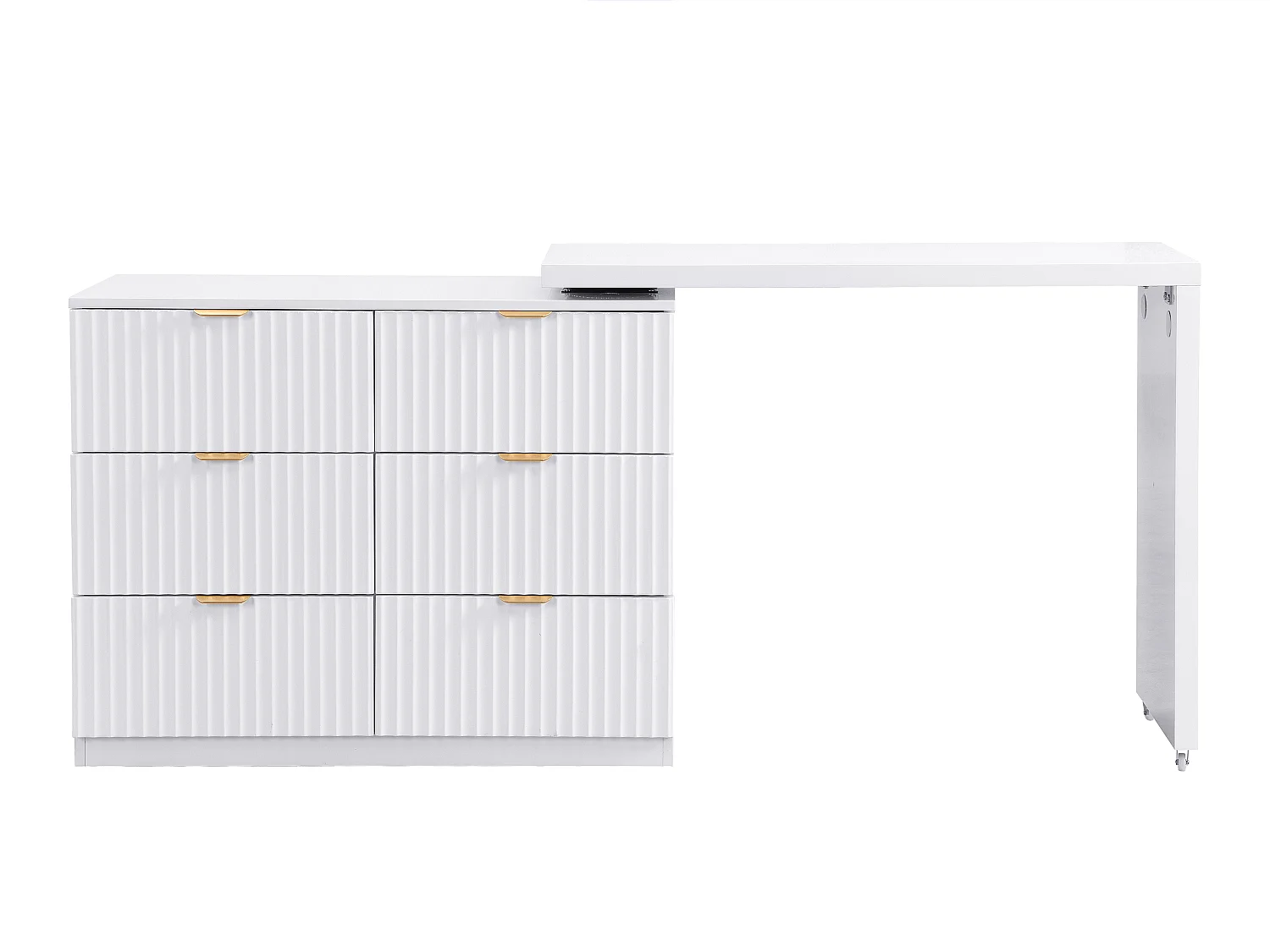 Ladekast met draaiende hoek met 6 lades - Wit en goudkleurig - DRANOVA van Pascal Morabito