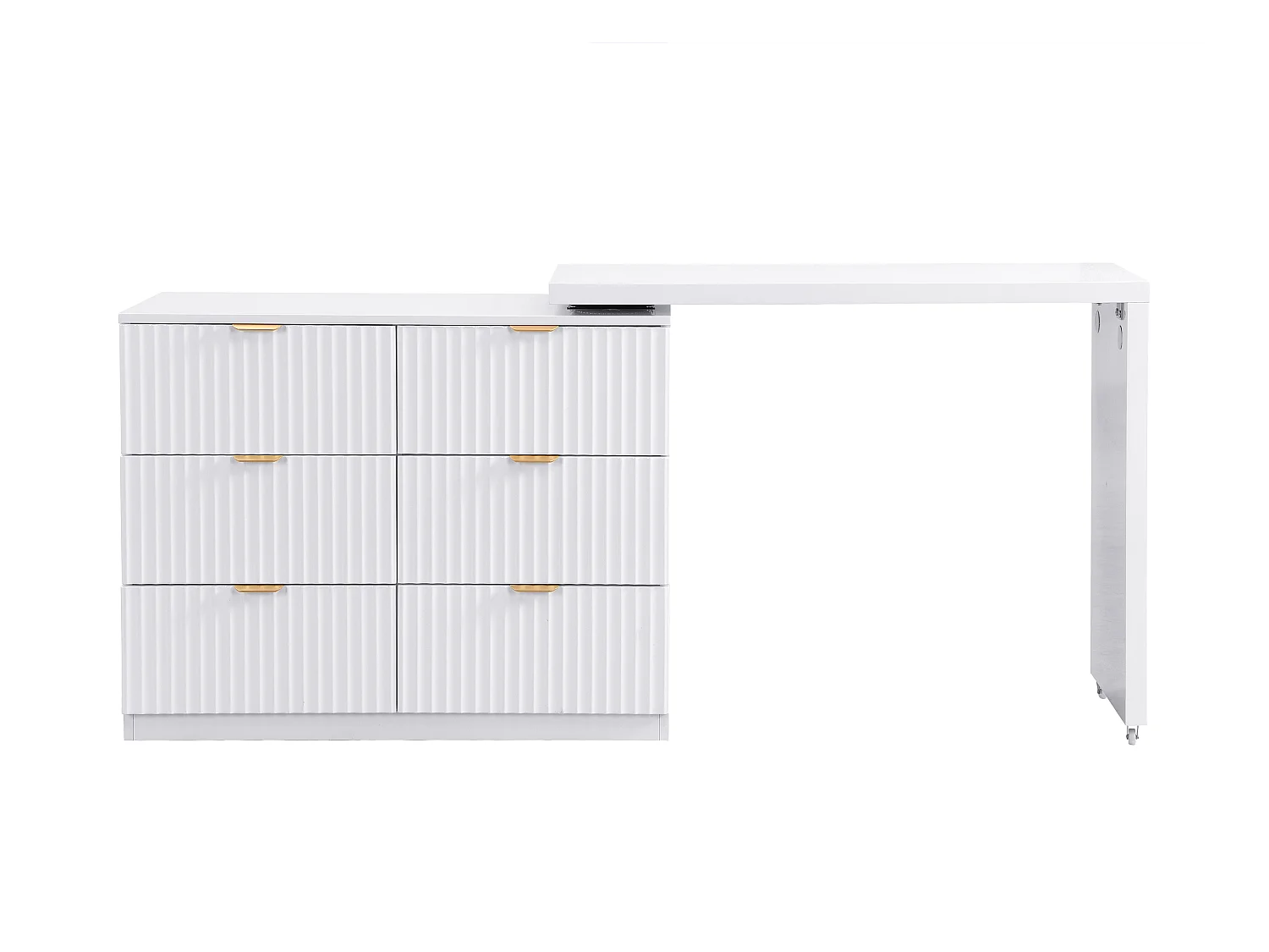 Komoda z obrotowym blatem i 6 szufladami - Biały i złoty - DRANOVA marki Pascal Morabito