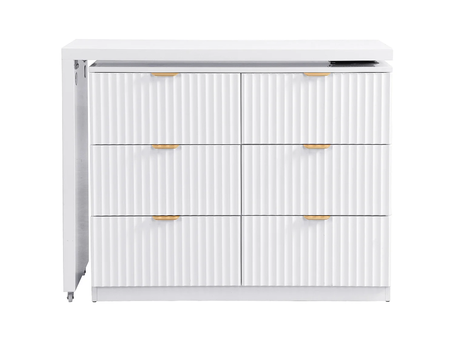 Komoda z obrotowym blatem i 6 szufladami - Biały i złoty - DRANOVA marki Pascal Morabito