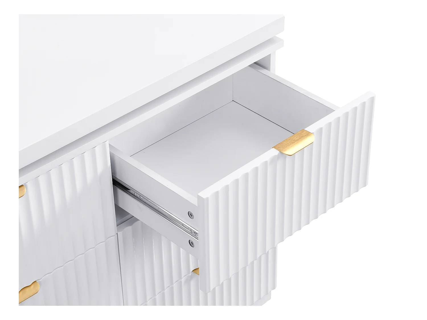 Komoda z obrotowym blatem i 6 szufladami - Biały i złoty - DRANOVA marki Pascal Morabito