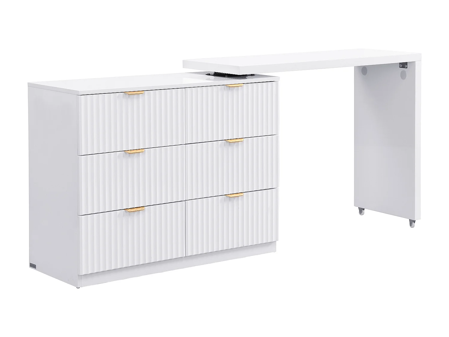 Kommode med dreibart hjørne 6 skuffer - Hvit og gull - DRANOVA fra Pascal Morabito