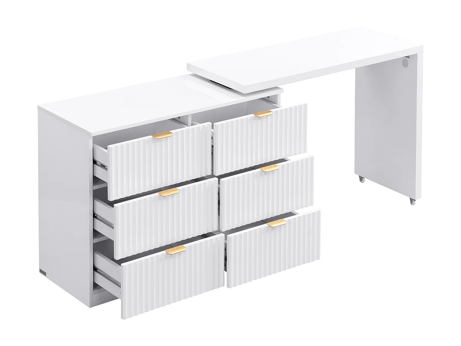 Kommode med dreibart hjørne 6 skuffer - Hvit og gull - DRANOVA fra Pascal Morabito