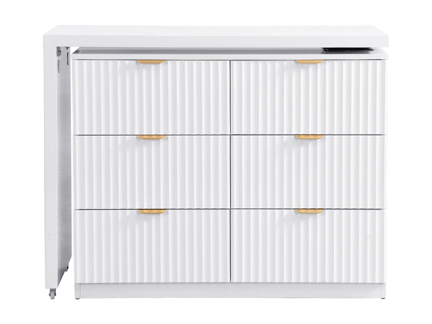 Kommode med dreibart hjørne 6 skuffer - Hvit og gull - DRANOVA fra Pascal Morabito