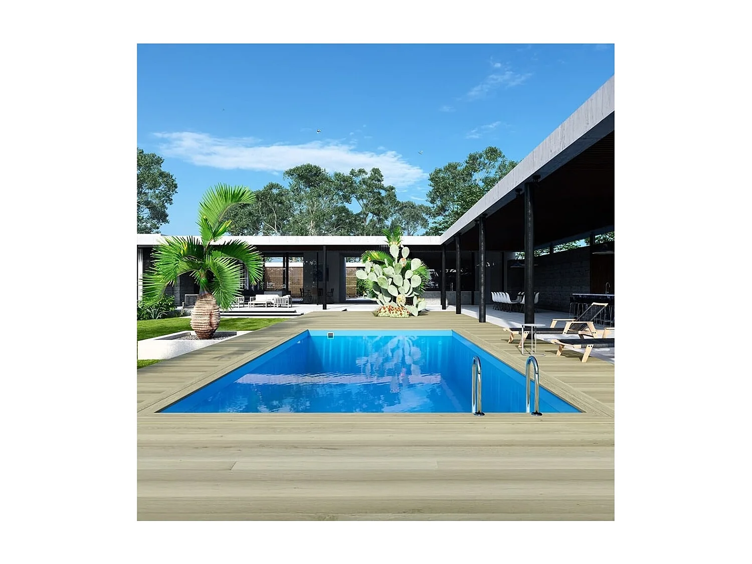 Piscine en bois Aqua 8.5x4.35 - H.1.45 m fixations à sceller - BAS7309OSPI - ALTANKA