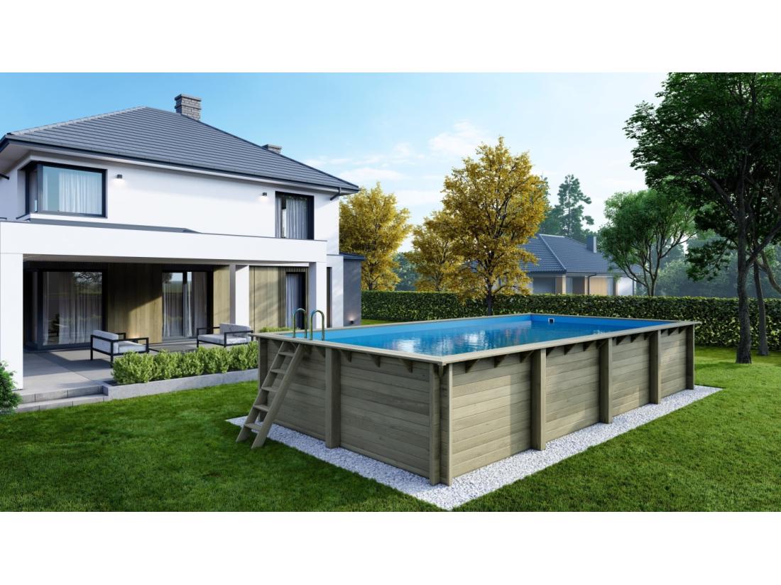 vente unique Piscine en bois Aqua 8 5x4 35 - H.1 45 m - avec filtration - BAS7309OSPI - ALTANKA