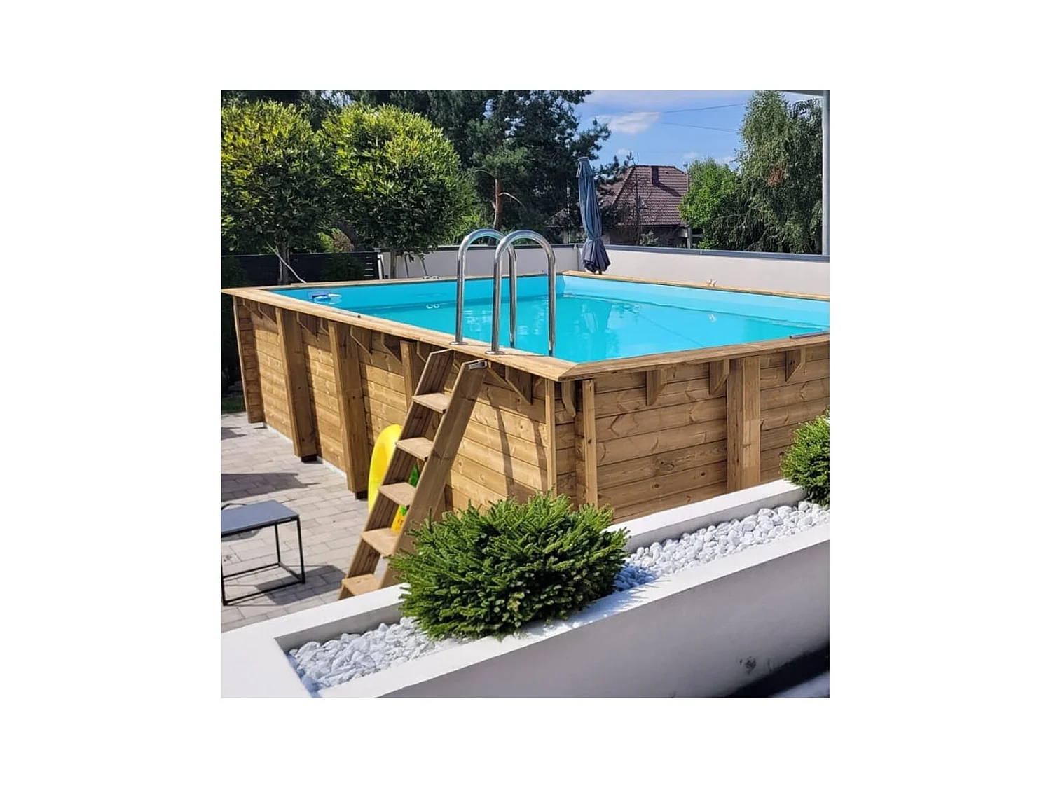 Piscine en bois Aqua 8.5x4.35 - H.1.45 m fixations à sceller - BAS7309OSPI+SZA - ALTANKA