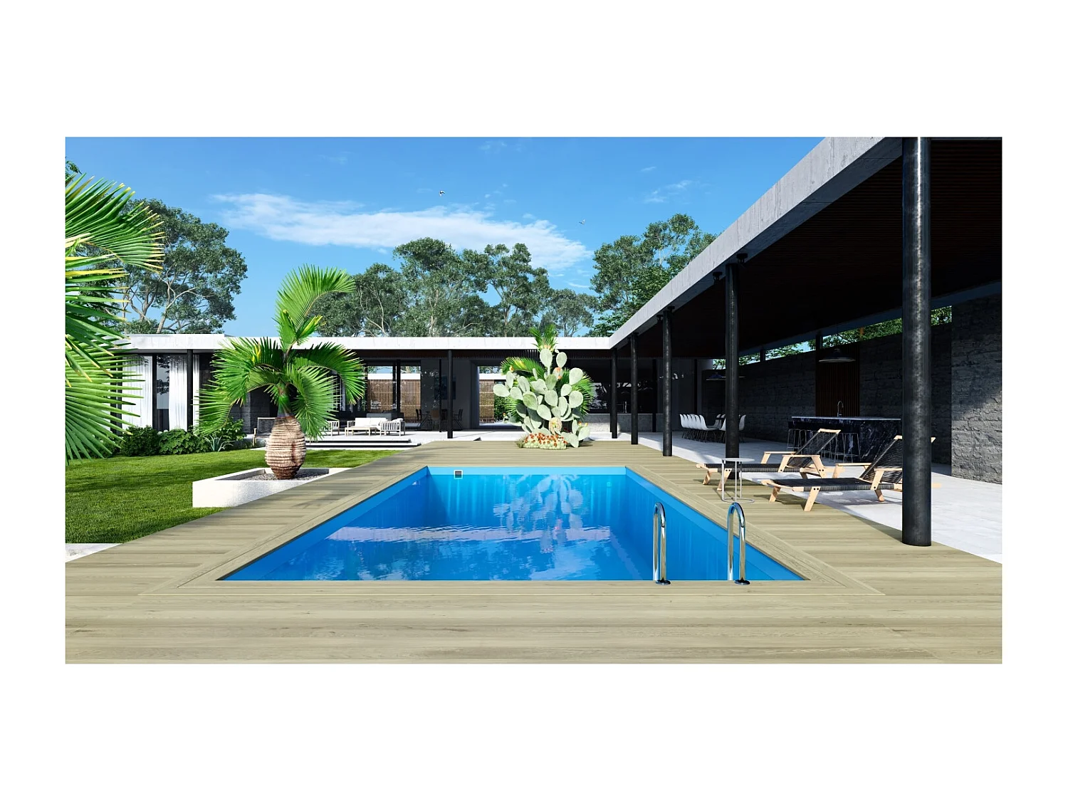 Piscina in legno Aqua 8.5x4.35 - H.1.45 m con profilo da cementare - BAS7309OSPI+SZA - ALTANKA